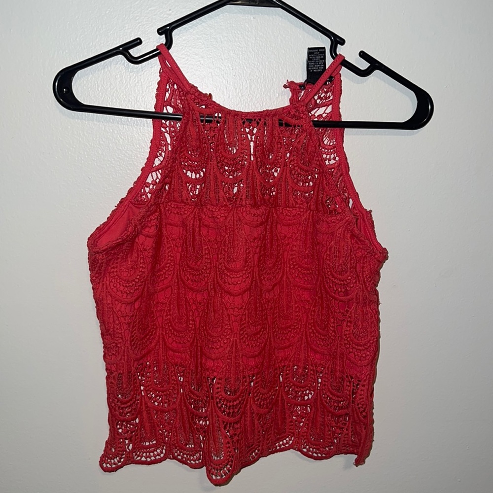 Lace crop top side zip
